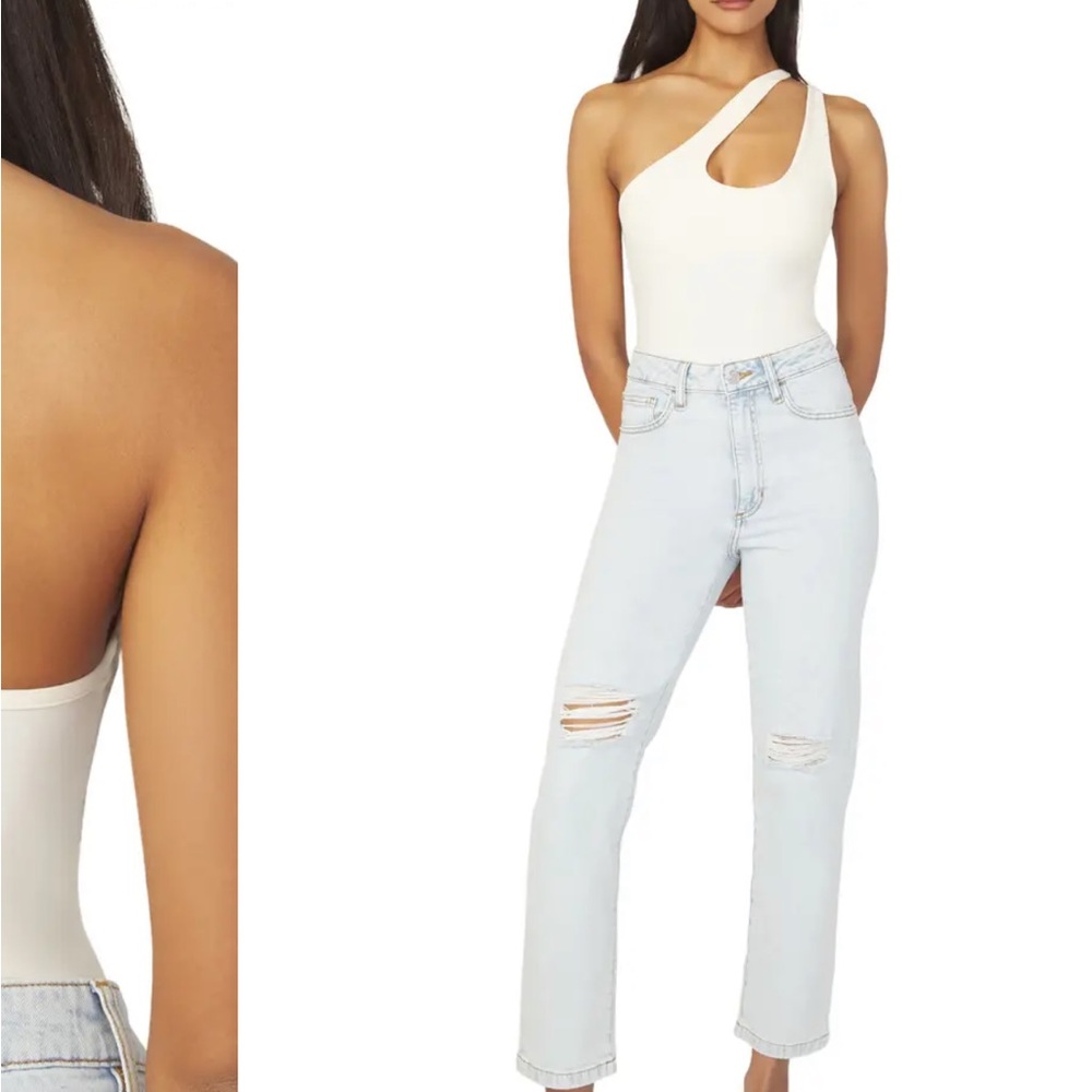 WE WORE WHAT asymmetrical bodysuit ivory Small tank - Picture 3 of 4